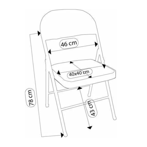 Foldable Metal Chair with Padded Seat - Portable and Comfortable