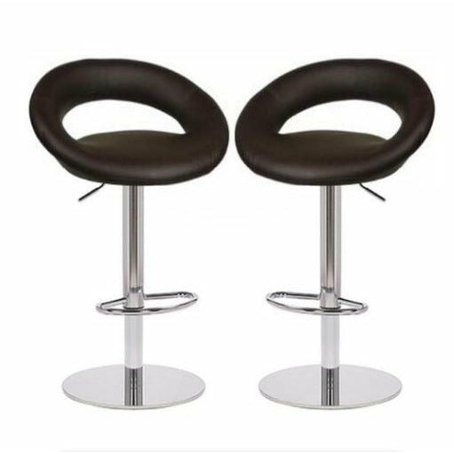Faux Leather Swivel Cut-out Bar Stool - Set of 2. Available in Black , Brown , Red or White