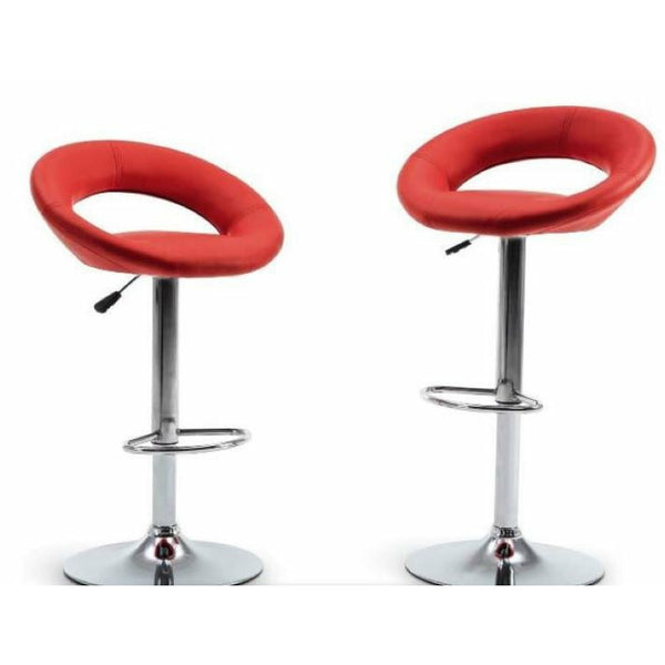 Faux Leather Swivel Cut-out Bar Stool - Set of 2. Available in Black , Brown , Red or White
