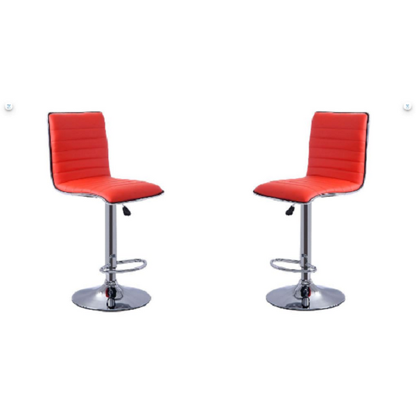 Elegant Red high-back barstools with swivel and footrest - Set of 2