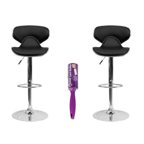 Set of 2 Modern Sports Barstools with Lint Roller - Available in Black , Brown , Red an White