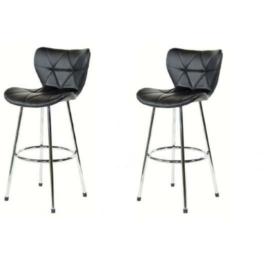 Tu2 Dimond padded Faux Leather Bar stool / Counter Stool - set of 2 - Black