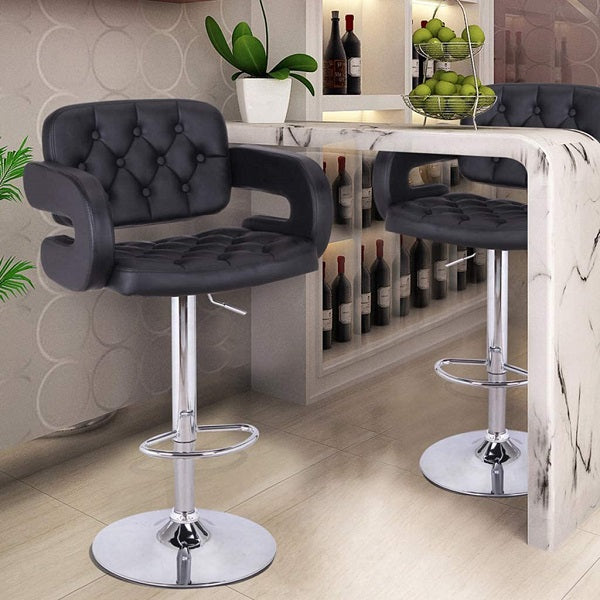 MAK Faux Leather Luxury Barstools  with armrests - set of 2. Available in Black ,Red & Brown