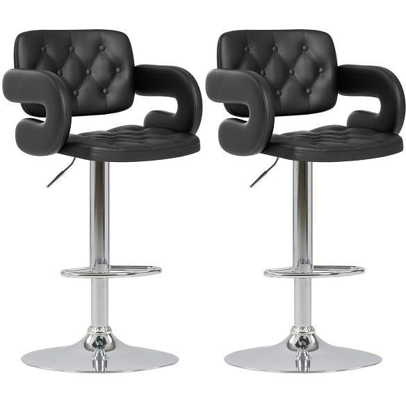 MAK Faux Leather Luxury Barstools  with armrests - set of 2. Available in Black ,Red & Brown