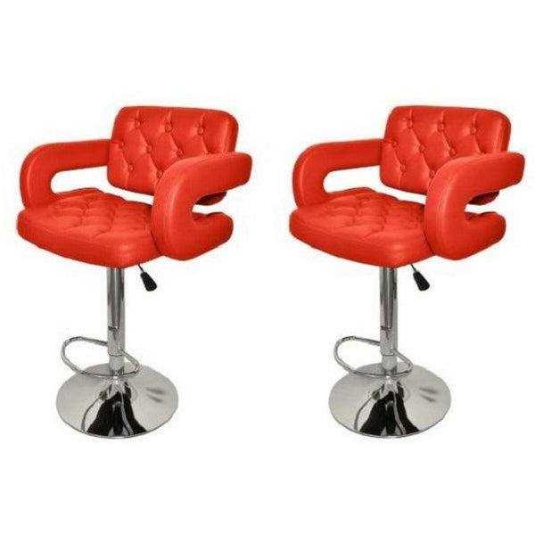 MAK Faux Leather Luxury Barstools  with armrests - set of 2. Available in Black ,Red & Brown