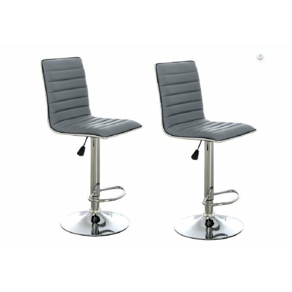 Elegant Grey high-back barstools with swivel and footrest - Set of 2