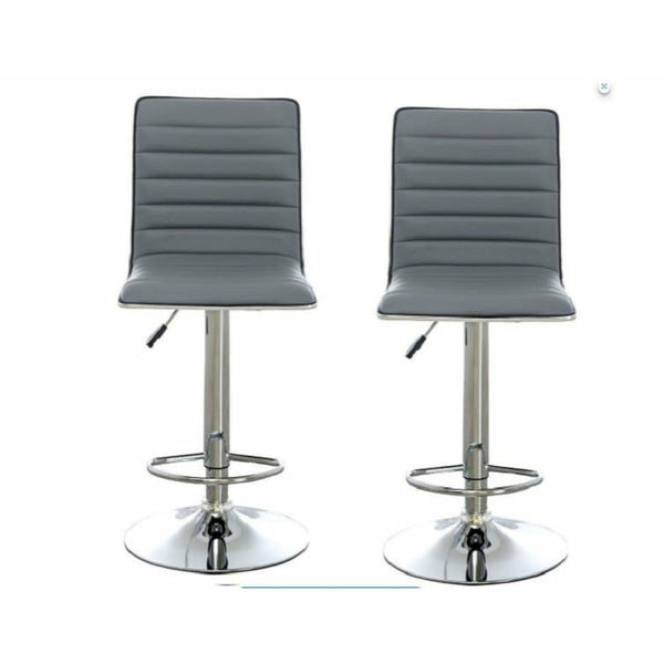 Elegant Grey high-back barstools with swivel and footrest - Set of 2