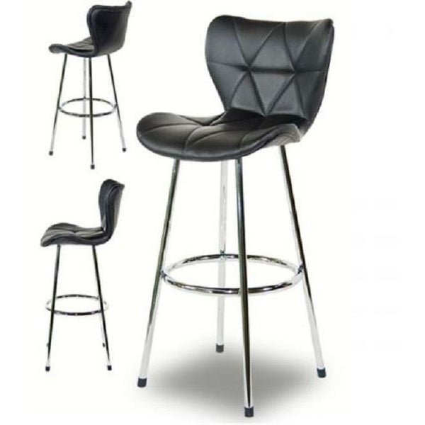 Tu2 Dimond padded Faux Leather Bar stool / Counter Stool - set of 2 - Black