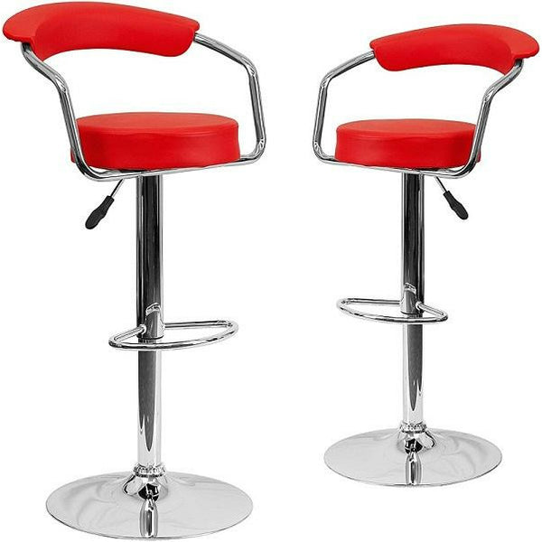 Broadway - Modern PU Leather Bar stool Set of 2 - Available in White, Red, Brown and Black
