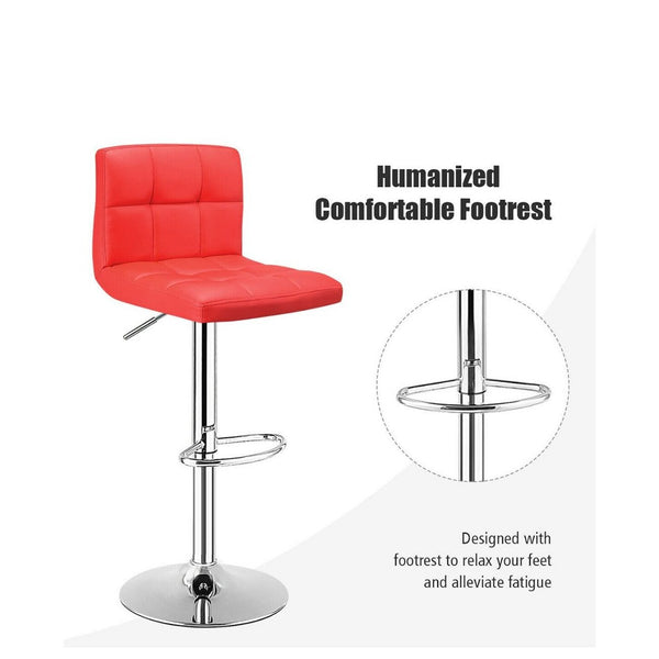 Kitchen Counter BarStools – Set of 2- Red, with swivel and height adjustment.