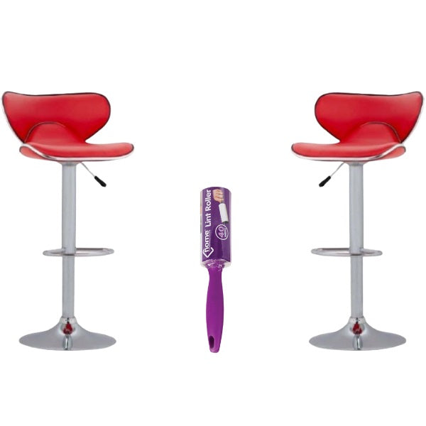 Set of 2 Modern Sports Barstools with Lint Roller - Available in Black , Brown , Red an White