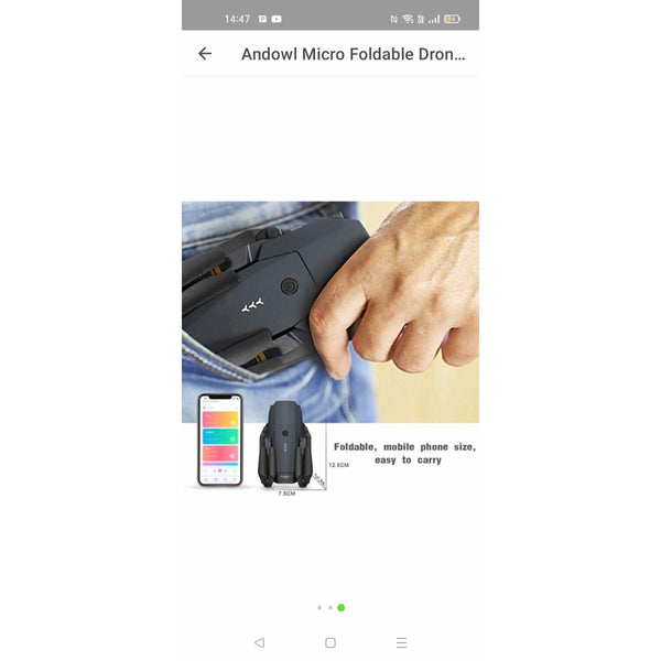 Andowl Micro Foldable Drone with 720P Adjustable Camera - Black