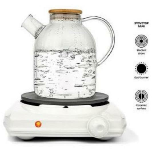 Set of 2 Elegant Glass Teapots with lids (1 L & 1,5L)