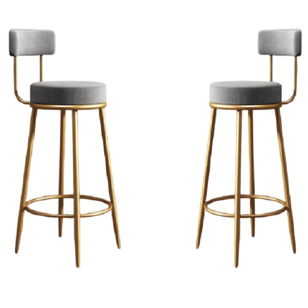 Coco French Style high bar chairs - Suede and Gold Metal - Set of 2