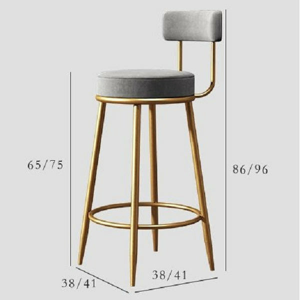 Coco French Style high bar chairs - Suede and Gold Metal - Set of 2