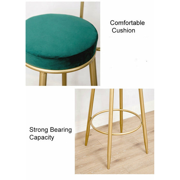 Coco French Style high bar chairs - Suede and Gold Metal - Set of 2