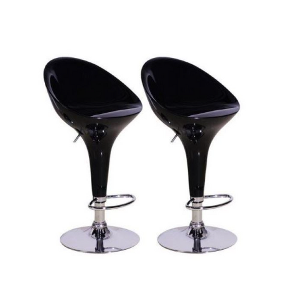 TAZ High Back Glossy Barstools - Black and white (set of 2)