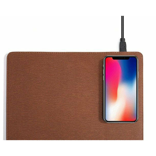 Wireless Charging Mouse Pad. Available in Black, Brown or Grey