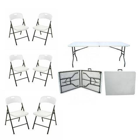 Premium Heavy-Duty Folding Table and 6 Foldable Chairs: Versatile, Durable, and Convenient