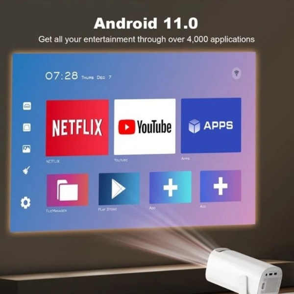 Portable WiFi Bluetooth Projector – 4K Video Support