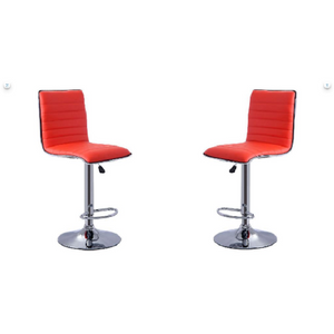 Elegant Red high-back barstools with swivel and footrest - Set of 2
