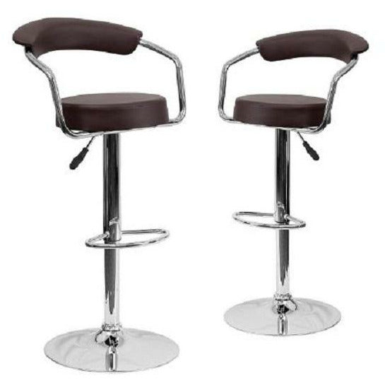 Broadway - Modern PU Leather Bar stool Set of 2 - Available in White, Red, Brown and Black