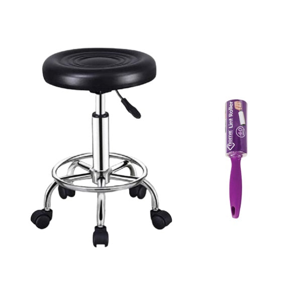 Diyya Rolling Barstool  With Lint roller- Available in Black or Red