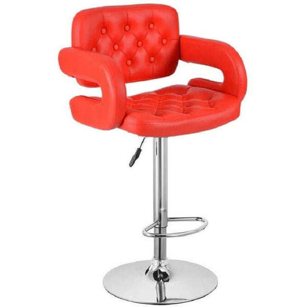 MAK Faux Leather Luxury Barstool with armrest. Available in Red, Black & Brown