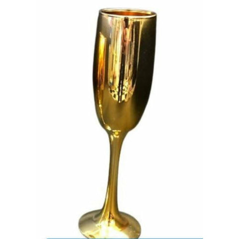 Elegant Metallic style Champagne glasses - set of 6 - Gold