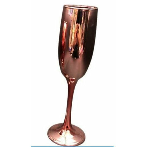 Elegant Metallic style Champagne glasses - set of 6 - Rose Gold