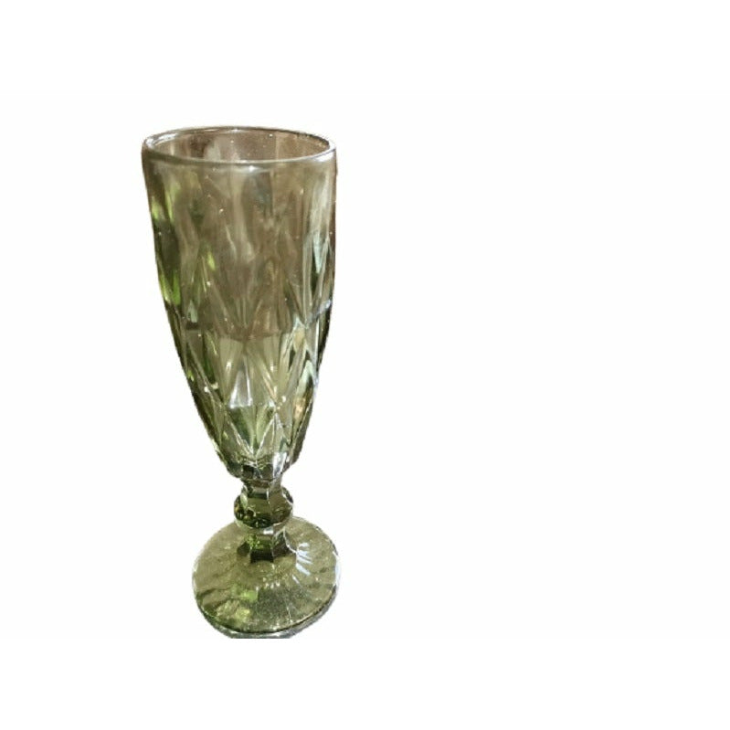 Green Coloured Crystal Champagne glasses - set of 6