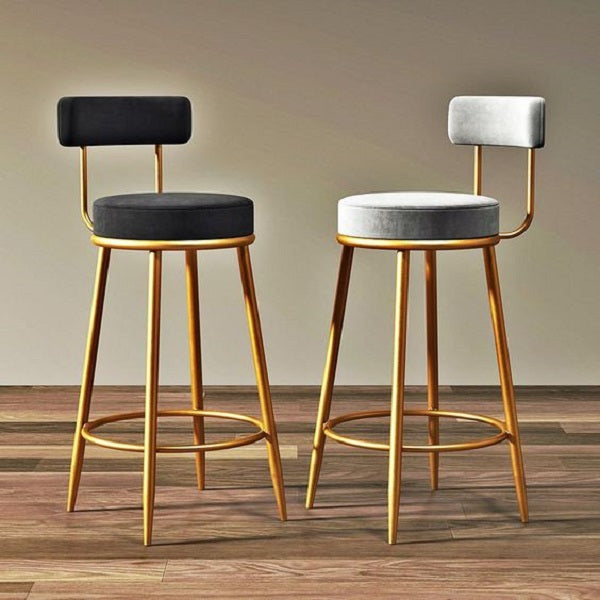 Coco French Style high bar chairs - Suede and Gold Metal