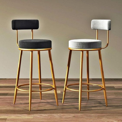 Coco French Style high bar chairs - Suede and Gold Metal