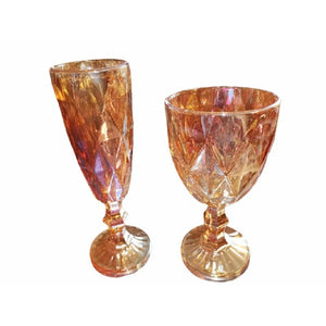 Orange Crystal Wine and Champagne glasses - set of 6