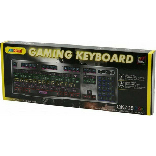 Wired rainbow backlit gaming keyboard