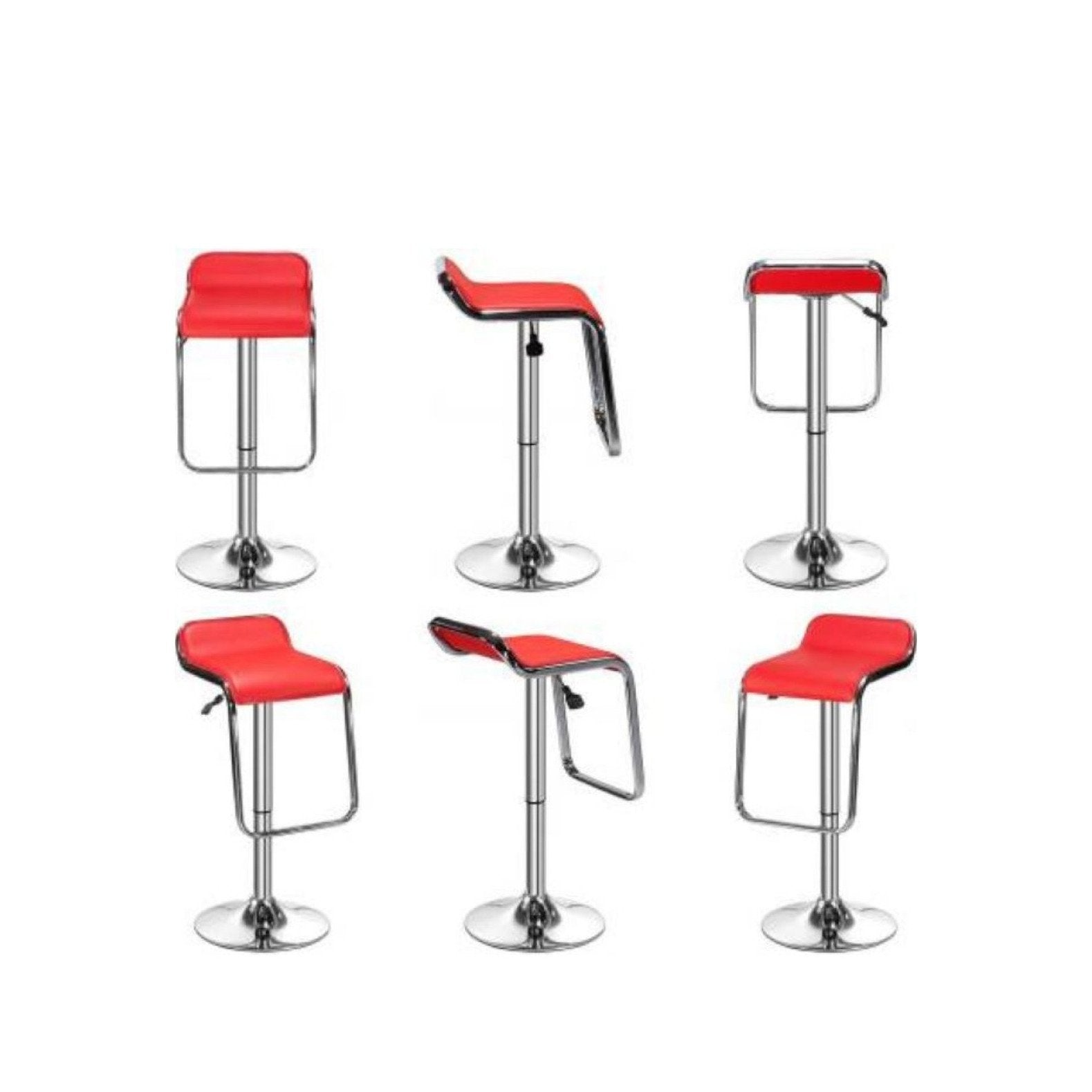 Red Stylish Low-Back Barstools - Set of 6