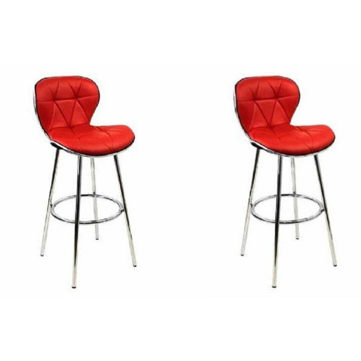 Tu2 Diamond Padded Faux Leather Bar stool / Counter Stool - Set of 2 RED