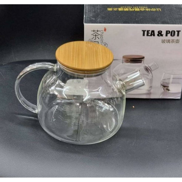 Set of 2 Elegant Glass Teapots with lids (1 L & 1,5L)