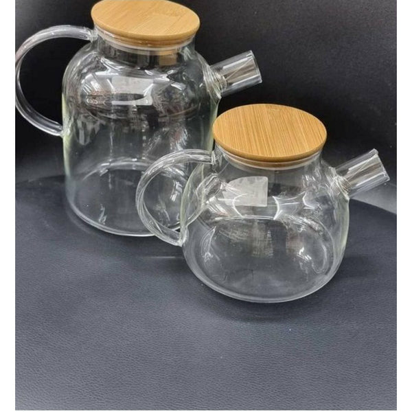 Set of 2 Elegant Glass Teapots with lids (1 L & 1,5L)