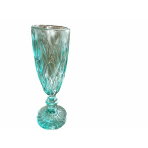 Teal Crystal Champagne glasses - set of 6