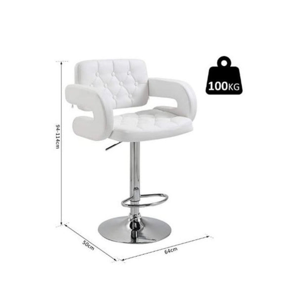 White Luxury Leather Barstool With Chrome Base