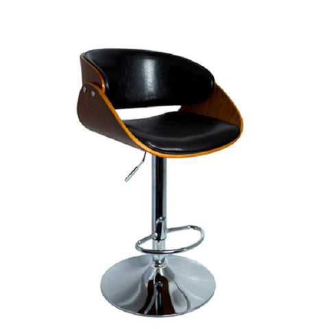 Figo Wooden cutout barstool with faux leather - Black